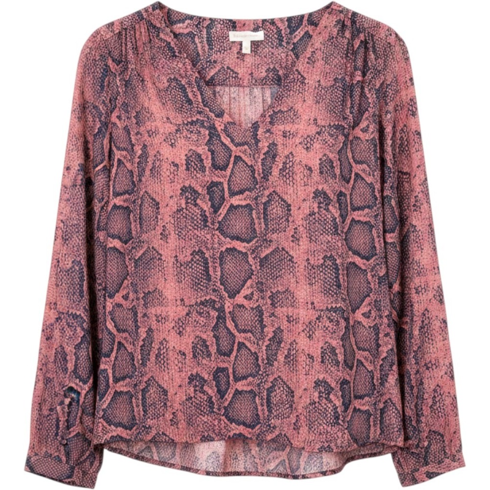Rebecca Taylor Silk Women 4 Blouse Pink Snakeskin V-Neck LS Top Designer Office